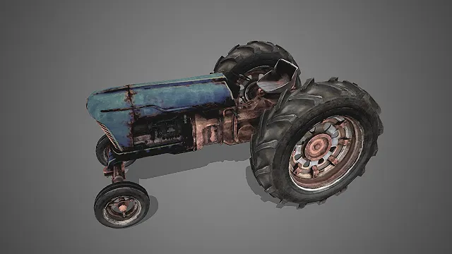 废弃农用拖拉机  做旧工业质感  越野轮胎  金属座椅