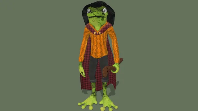 卡通风格化青蛙巫师拟人角色