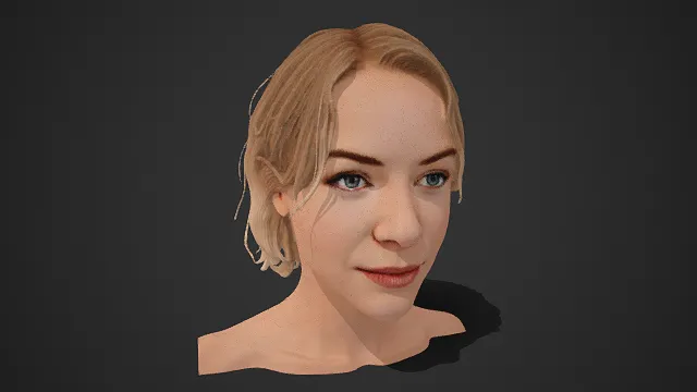 写实风格  女性头像  金色碎发  蓬松  质感柔和  唇色自然