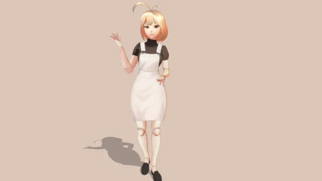 3D卡通风格女性人偶模型，创意设计（3D人偶、卡通风格、清新卡通风，人偶设计主题）