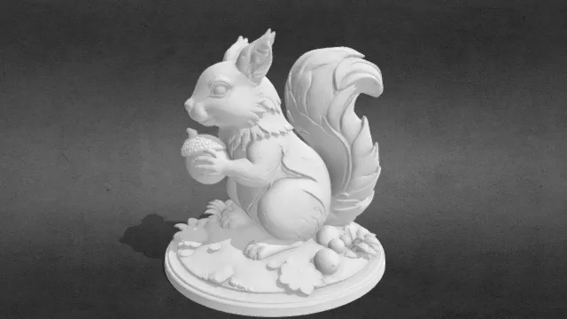 森林橡子松鼠 可爱林地雕像obj