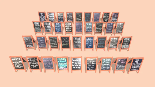 黑板标志集合低多边形模型