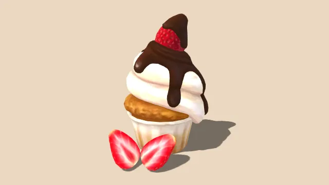 草莓松饼水果奶油甜点食物