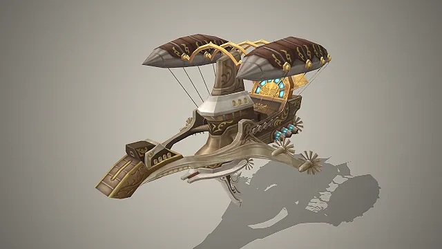 浮空飞艇  蒸汽朋克风  螺旋桨推进  金饰雕花