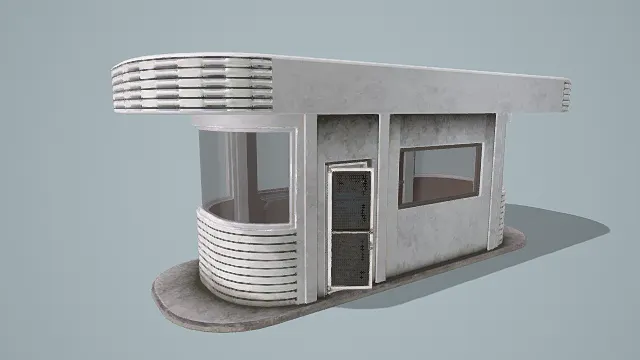 3D写实风格现代岗亭模型，创意设计（3D建筑、写实风格、简约工业风，建筑设施主题）
