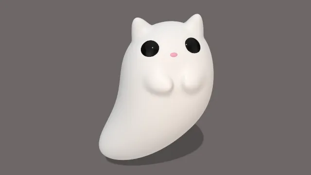 卡通风格可爱的幽灵猫灵魂