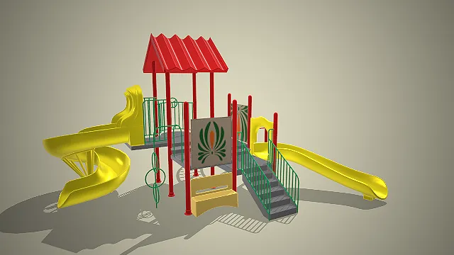 一个童趣乐园风格的3D组合滑梯模型
