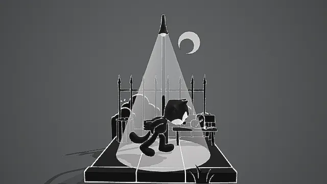 复古黑白动画风格场景模型 |