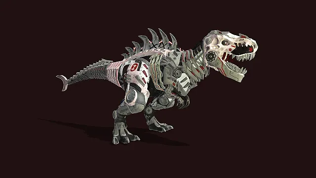 银红机甲霸王龙：锐骨赤芒科幻机械恐龙模型