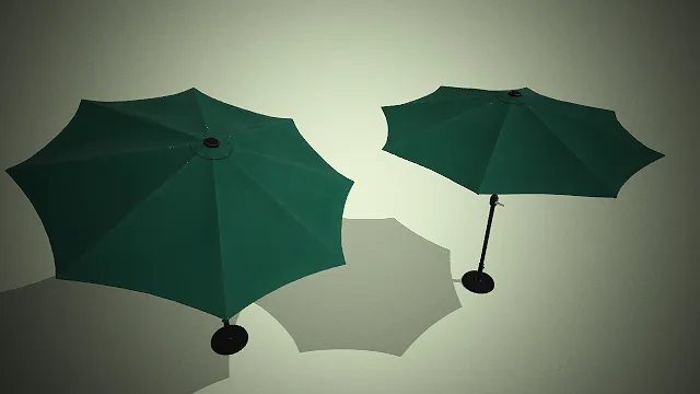 一组墨绿色户外遮阳伞的3D模型