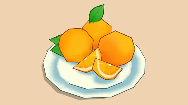 低模水果盘子装的橙子食物模型