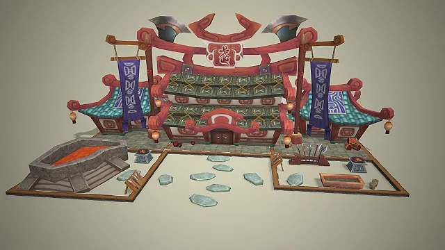 古风兵器铺  铁匠铺  兵器展示  商业街建筑