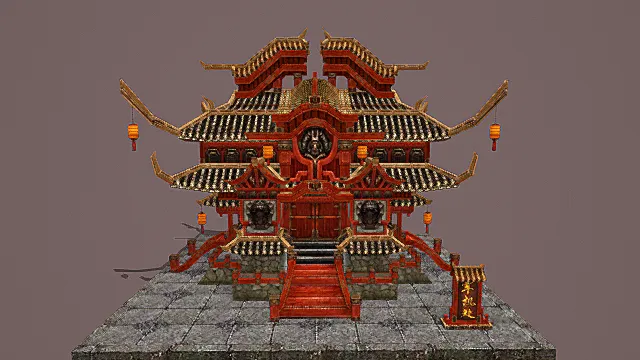 卡通风格中式华贵军机处建筑3D模型