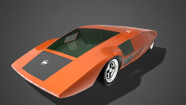 超跑  概念车  未来风  橙色  低趴楔形  科幻