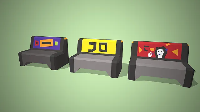 低模科幻座椅套件  未来风长椅  科幻家具  简约公共座椅