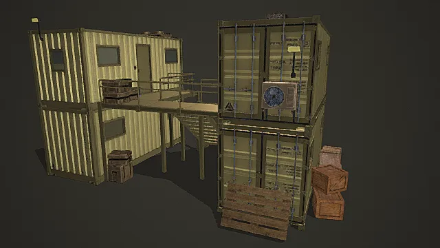 废土战术风格集装箱据点模型