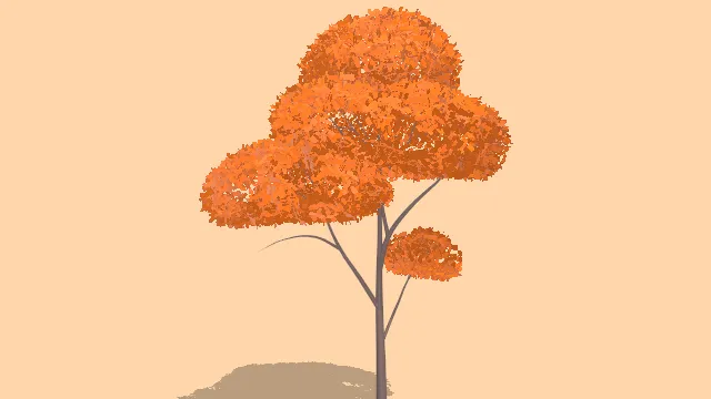 风格化橙色树叶的树植物