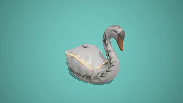 卡通风格陶瓷天鹅造型装饰摆件带盖容器 