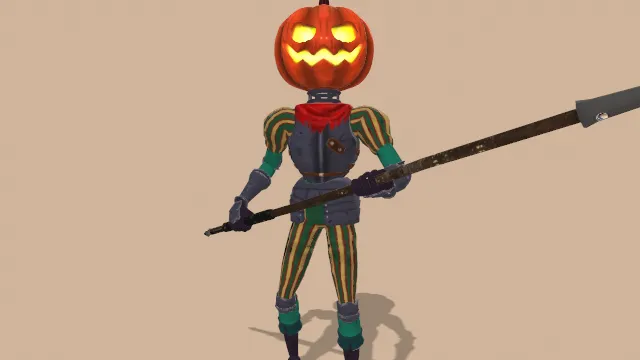 风格化万圣节南瓜灯笼骑士武器动画