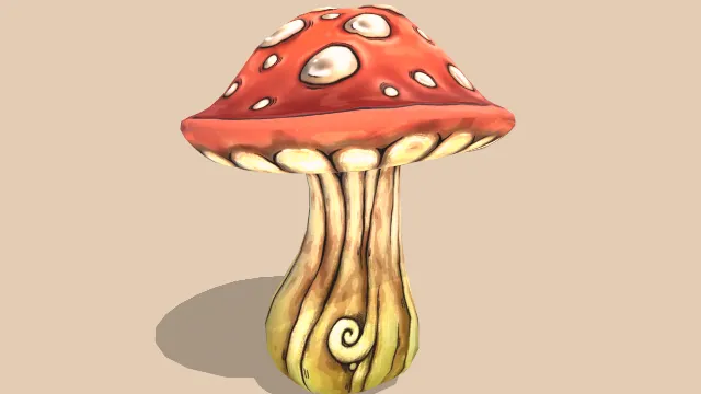 风格化怪异蘑菇游戏道具模型