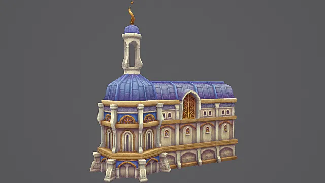 奇幻穹顶公共建筑游戏场景模型 