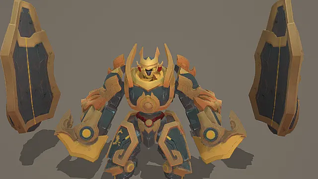 国风机甲坦克：战犀形态肩盾战斧外观 