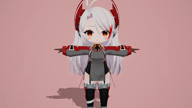 3D卡通风格Q版少女角色模型，创意设计（3D角色、卡通风格、酷萌结合，奇幻主题，角色元素）