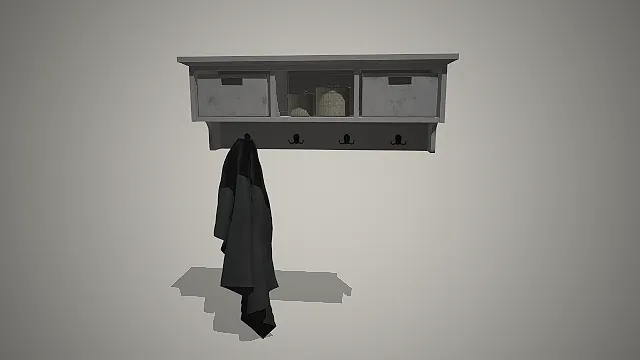 壁挂式玄关柜  做旧木质  实用设计  抽屉收纳