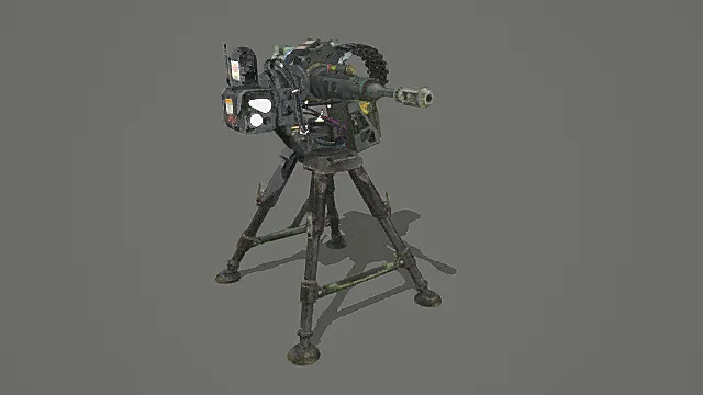 科幻无人值守风自动机枪炮台3D模型