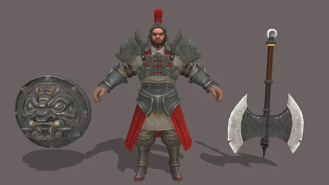 铁血红盾·刚猛型古风重甲战将套装