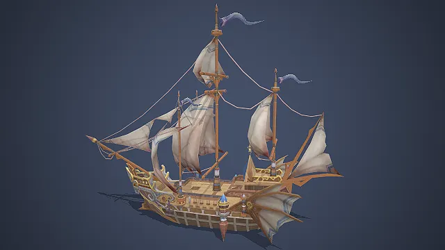 奇幻欧式  多桅帆船  游戏载具  航海载具