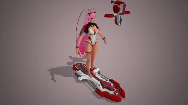 飞行滑板 科幻未来  游戏角色  美女  