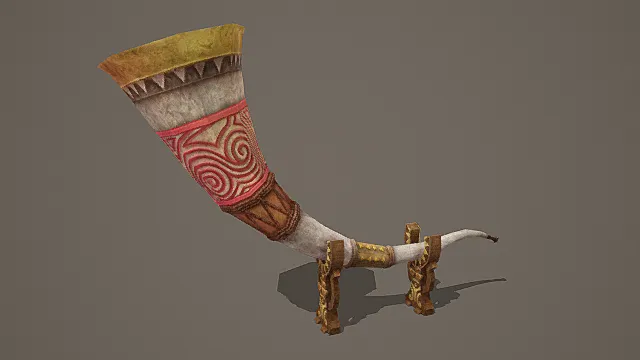 部落风仪式号角道具部落资源模型