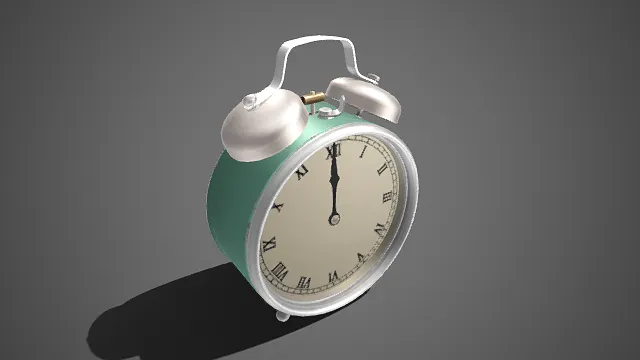 复古风格  双铃闹钟  金属外壳  罗马数字刻度  老式闹表设计  生活物品