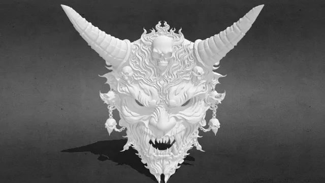 恶魔般鬼面骷髅面具 墙壁装饰stl.stl