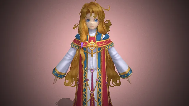 一个金色长发的圣女祭司的3D模型