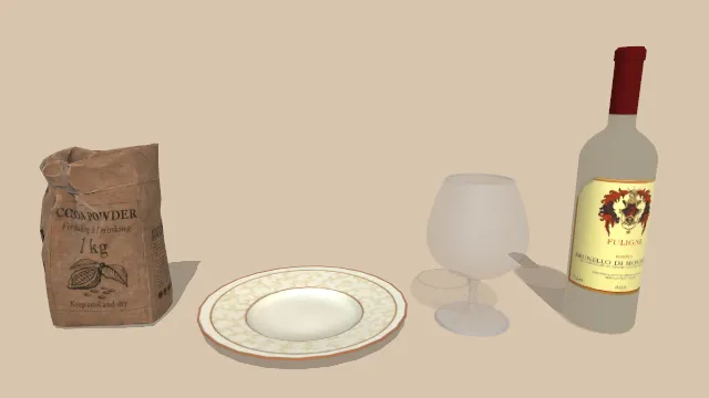 厨房餐具套装玻璃瓶高脚杯盘子可可粉袋