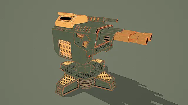 科幻风格双管重型炮台3D模型