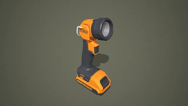 双色锂电手持工作灯 3D 低多边形照明工具模型