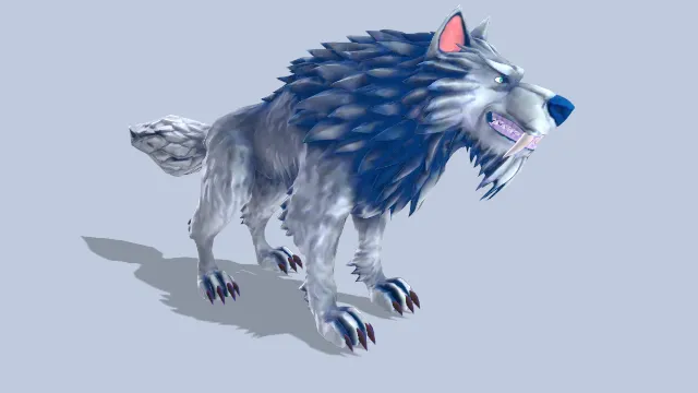 卡通风格化魔法狼动物野兽模型