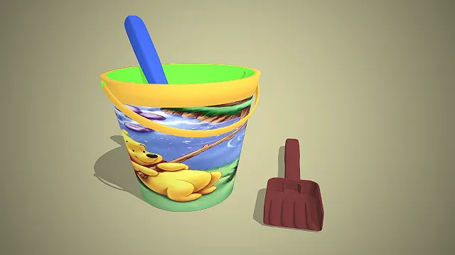 儿童沙滩玩具  卡通小熊图案  产品封面设计  夏日海滩