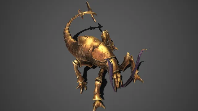 科幻  蝎型魔物  金属质感  机械骨骼  尖刺毒针  怪物  昆虫与机械元素  