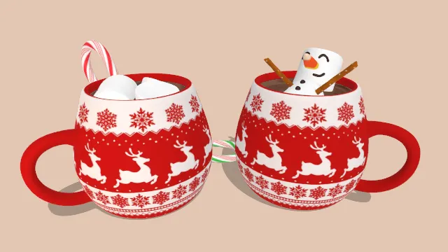 圣诞热巧克力配棉花糖雪人甜点饮品食物