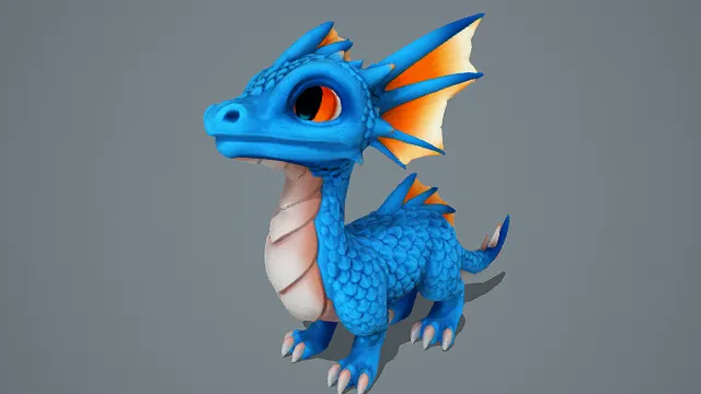 3D卡通风萌系小龙模型，创意设计（3D萌系小龙、卡通风格、可爱治愈、奇幻萌系、生物设计感