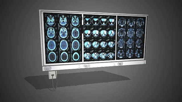 一台三联式医用观片灯的3D模型