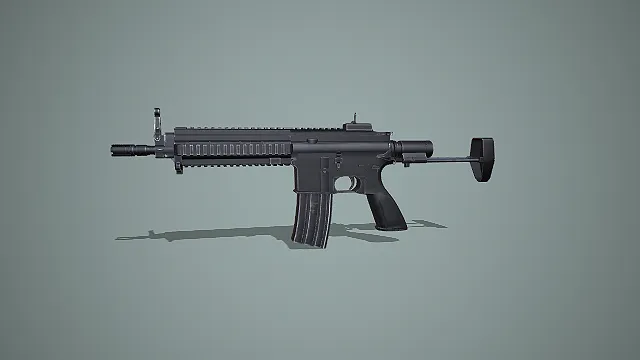 黑色短管战术突击步枪 3D 模型 现代军事枪械道具资产
