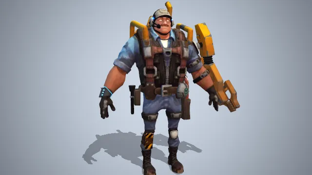 蓝色衬衫  机械  头盔  手套  护膝