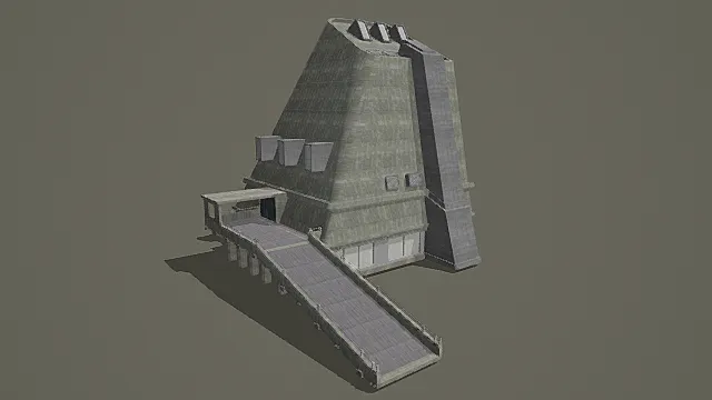 未来堡垒风楔形石质建筑3D模型