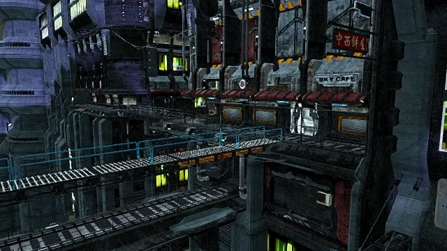   赛博朋克风格3D城市场景模型，创意设计（赛博朋克城市、3D模型、未来建筑、霓虹灯光、灰色背景、独特氛围 ）