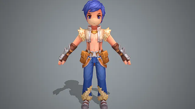 Q 版冒险游侠少年角色模型